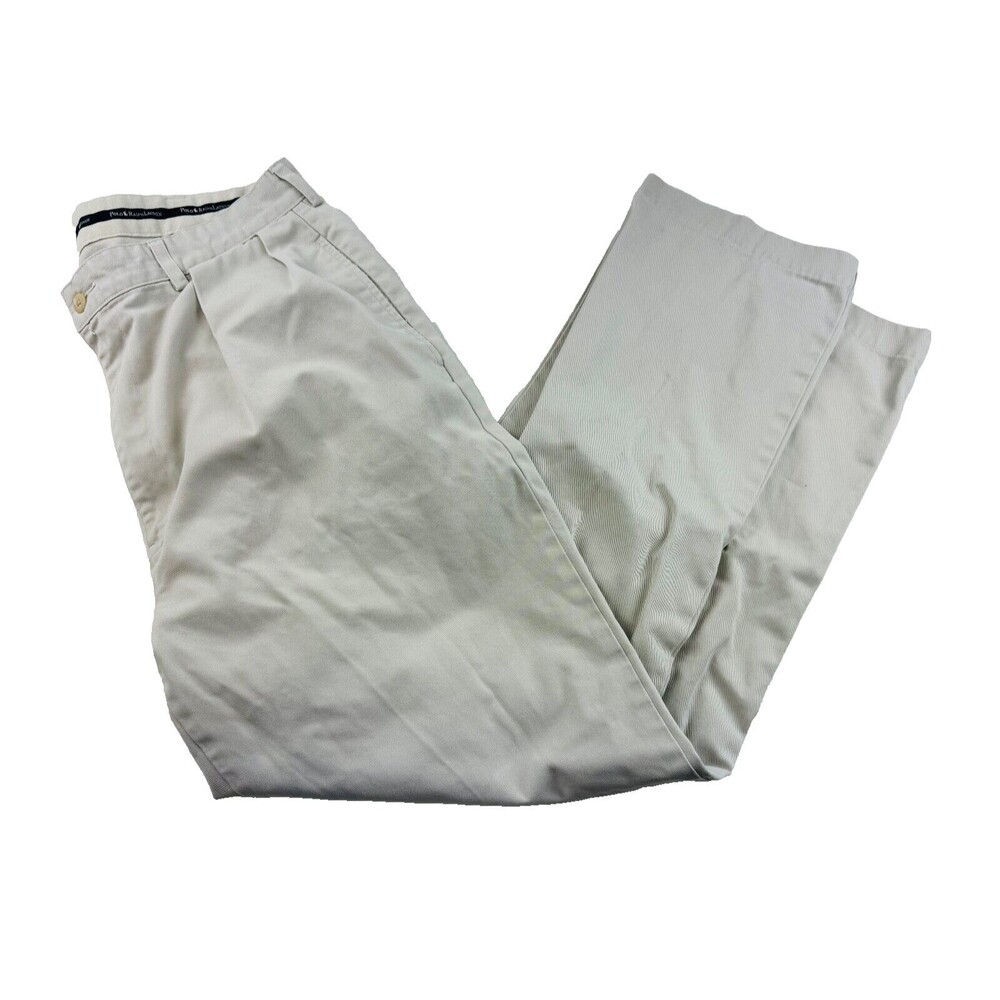 POLO RALPH LAUREN Mens 38x34 White Soft 100% Cotton Khaki/Chino Andrew Pants